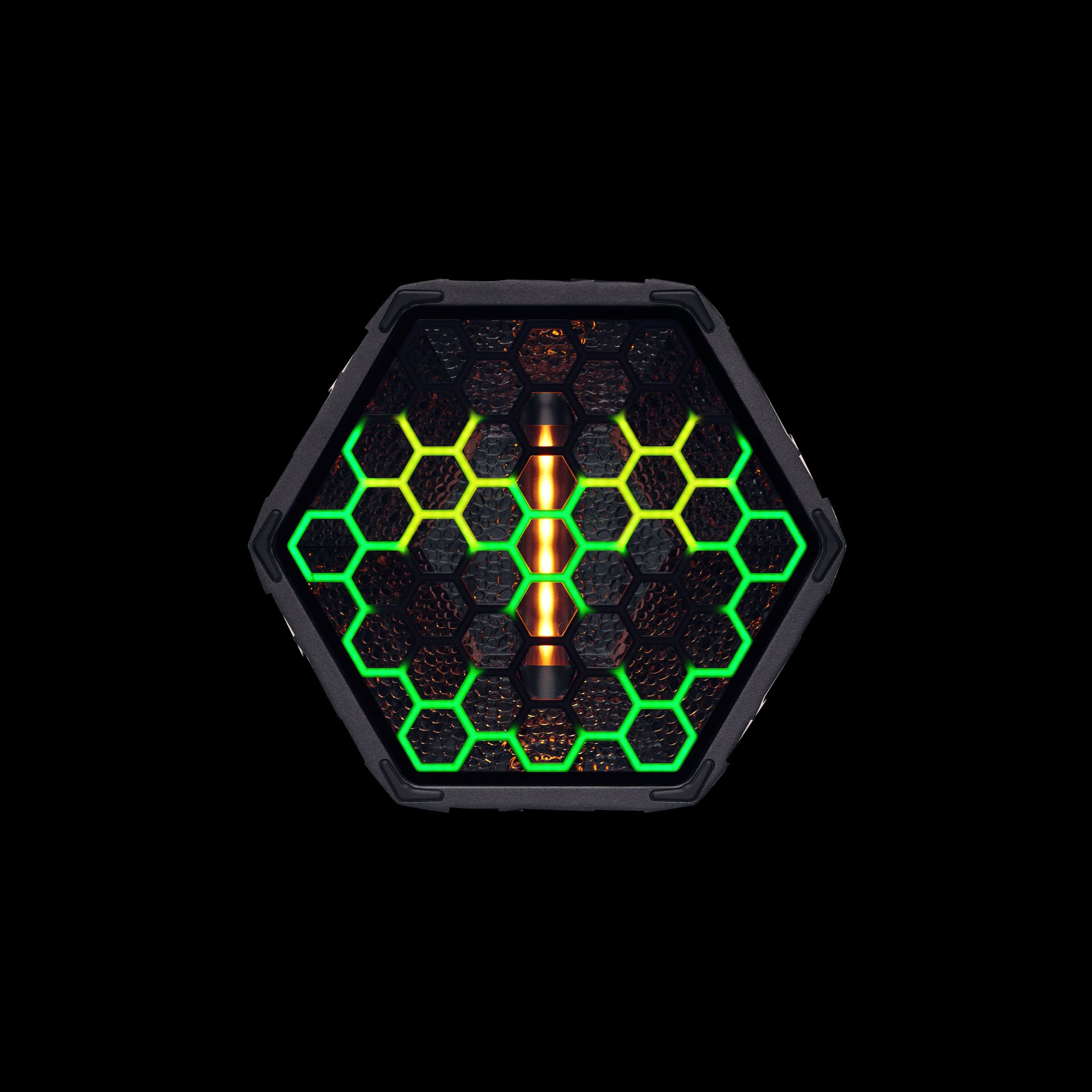 HEXY_front_haloLED10%+Mesh-Pattern2_BlackBg