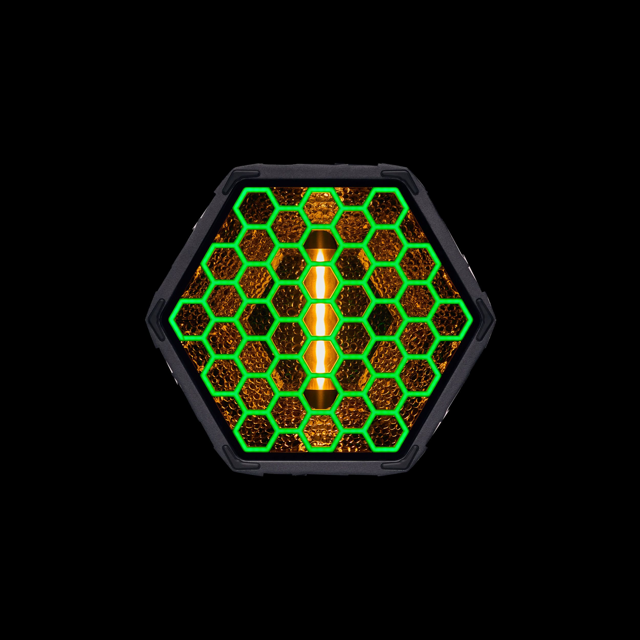 HEXY_front_haloLED+Mesh-Green_BlackBg
